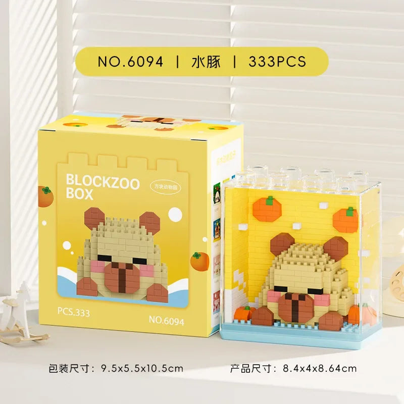 Animal Micro Building Blocks Zoo Red Panda Giraffe Koala Penguin Assembled Elephant Model Mini Brick Figure Toys For Kids Gifts