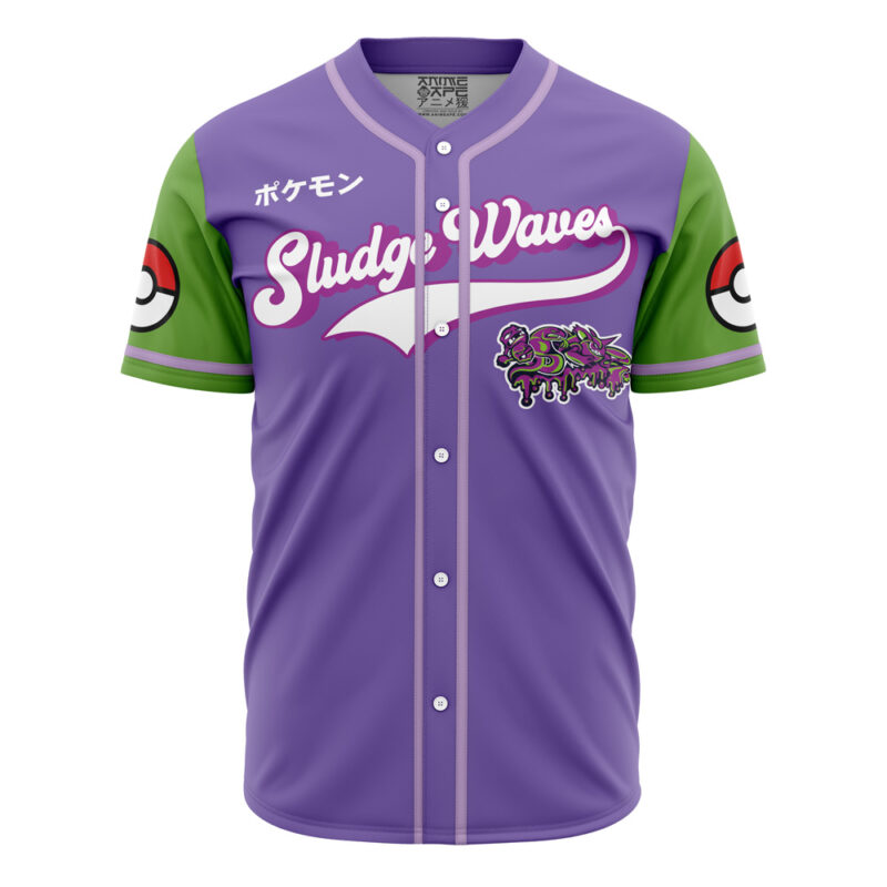 Sludge Waves Poison Type Pokemon Baseball Jersey