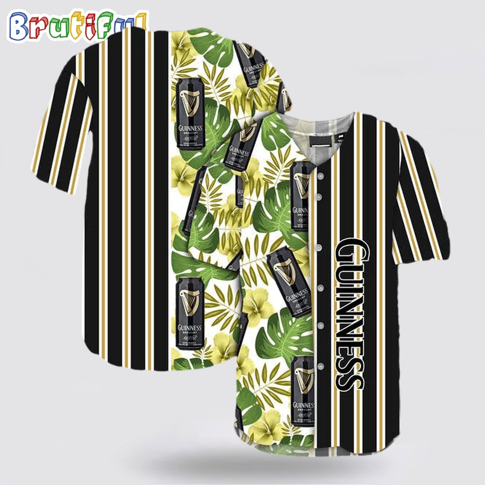 Striped Tropical Hawaii Guinness Beer Baseball Jersey