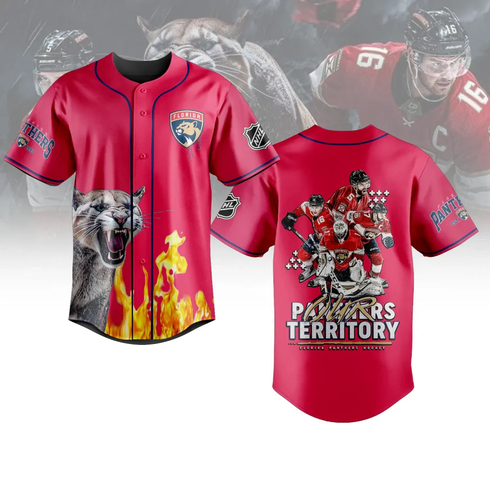 Florida Panthers Fan Jersey - Bold Design With Fierce Panther &amp; Flames - Show Your Team Pride!