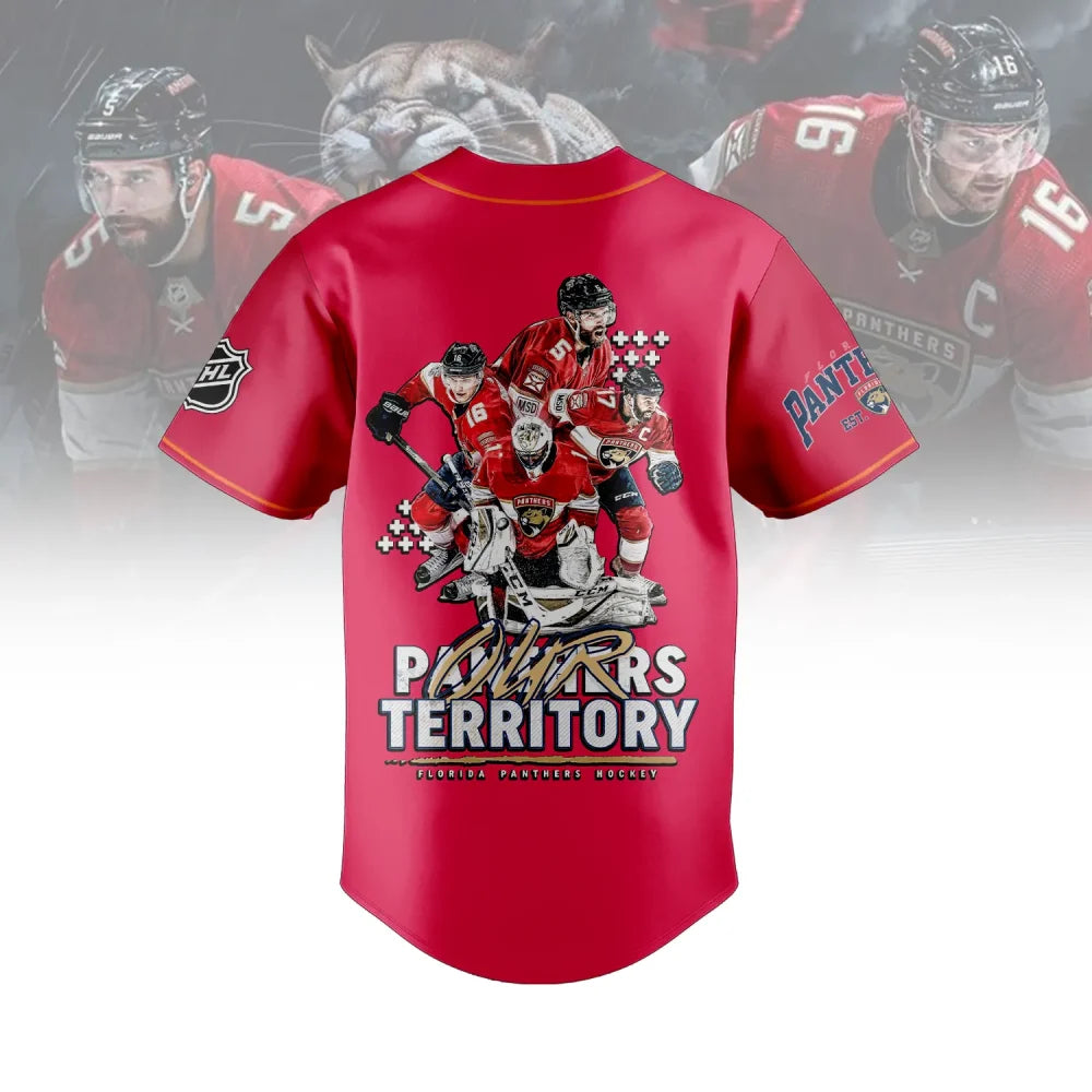 Florida Panthers Fan Jersey - Bold Design With Fierce Panther &amp; Flames - Show Your Team Pride!