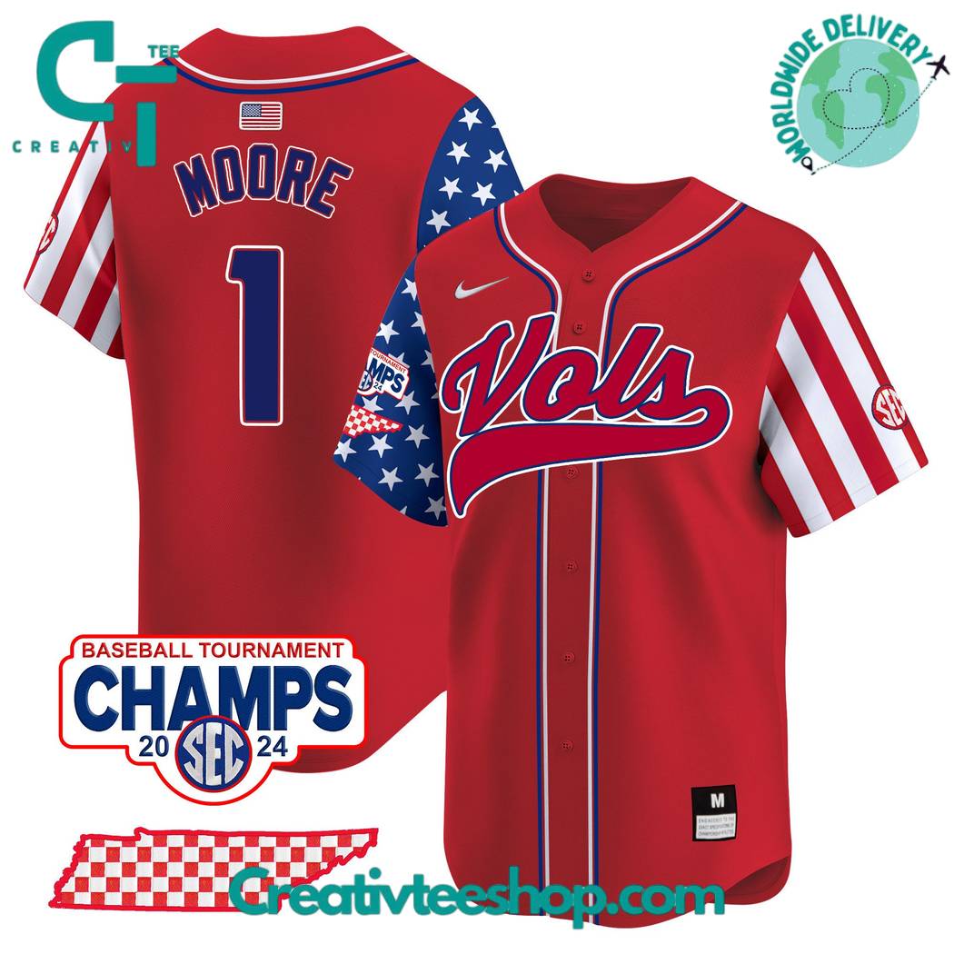 Tennessee Volunteers 2024 Independence Day Red Baseball Jersey
