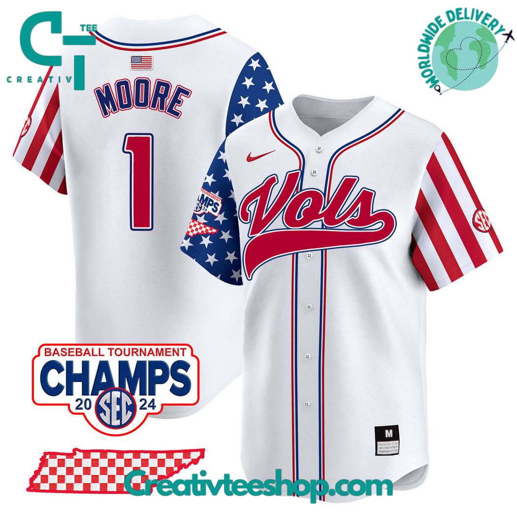 Tennessee Volunteers 2024 Independence Day White Baseball Jersey