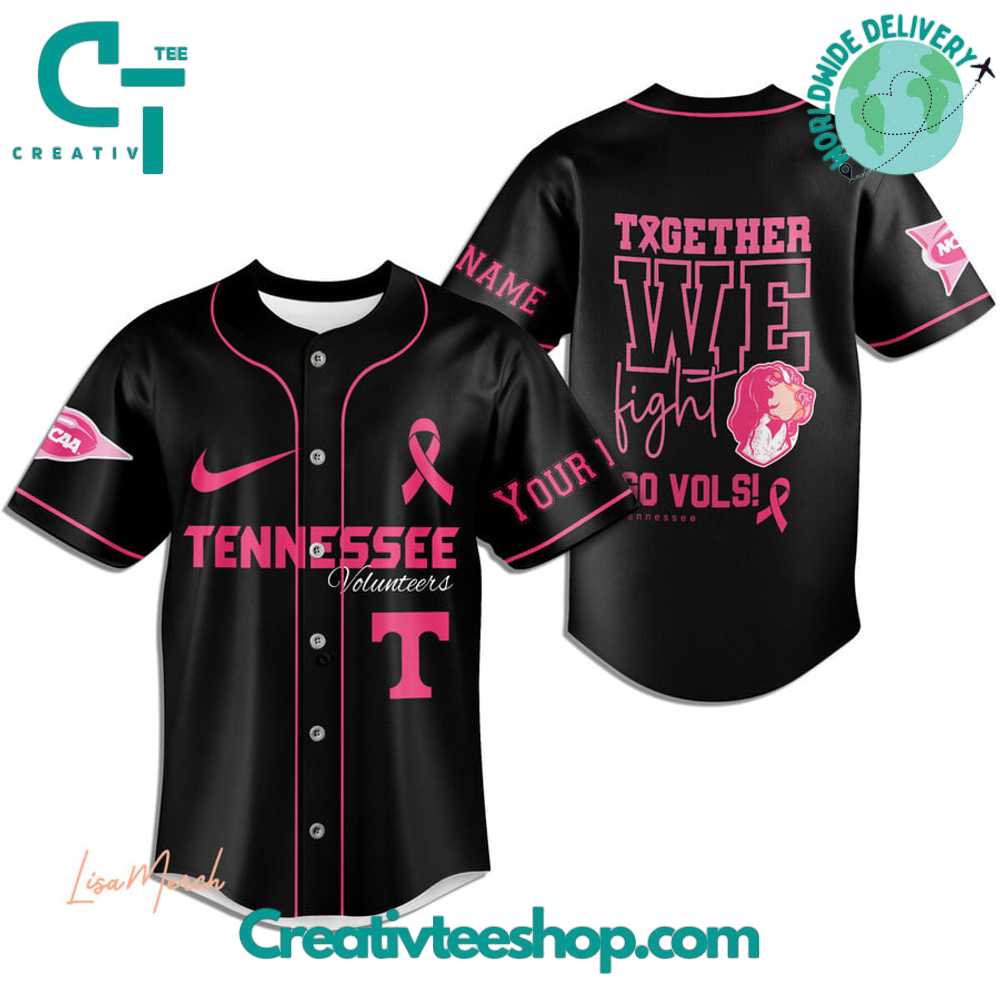 Tennessee Volunteers Breast Cancer Together We Fight Baseball Jersey