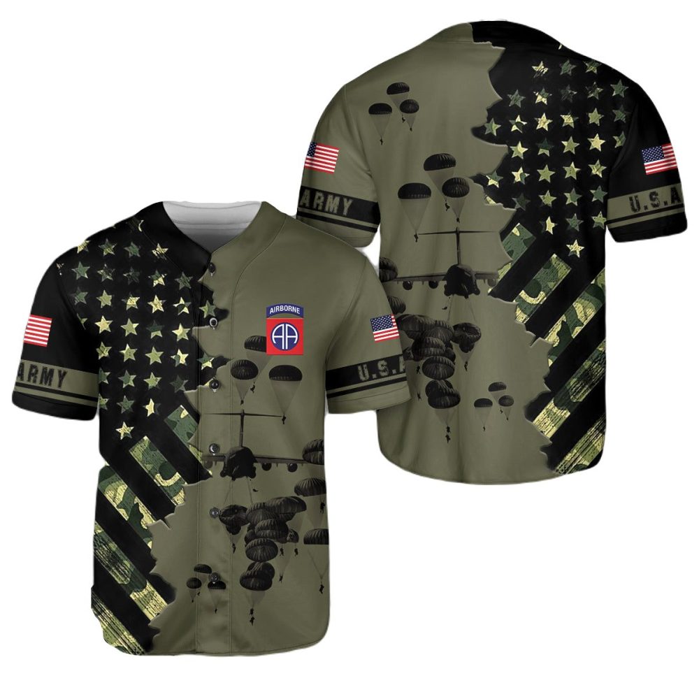 Patriotic U.S. Army Airborne Jersey – Military Style With Usa Flag &amp; Paratrooper Design
