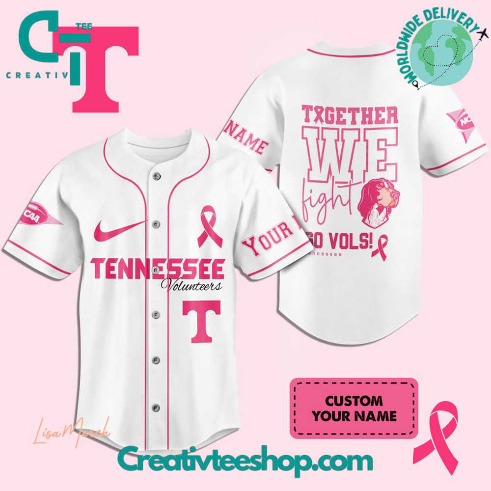 Tennessee Volunteers Breast Cancer Together We Fight Baseball Jersey