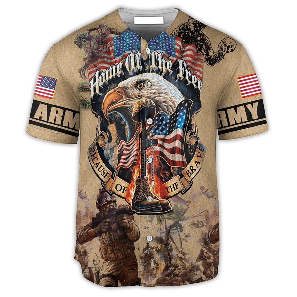 Patriotic Military Tribute Baseball Jersey – Bold Eagle &amp; Flag Design – Honor The Brave