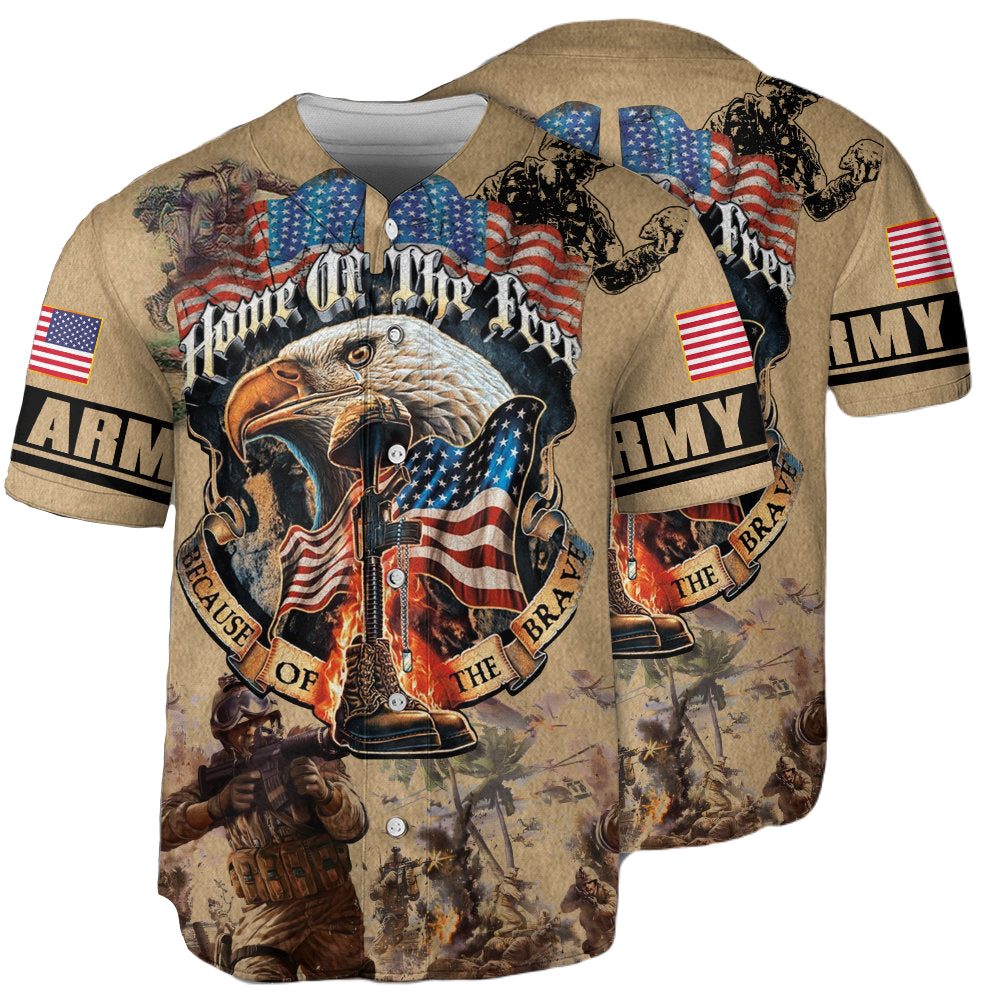 Patriotic Military Tribute Baseball Jersey – Bold Eagle &amp; Flag Design – Honor The Brave