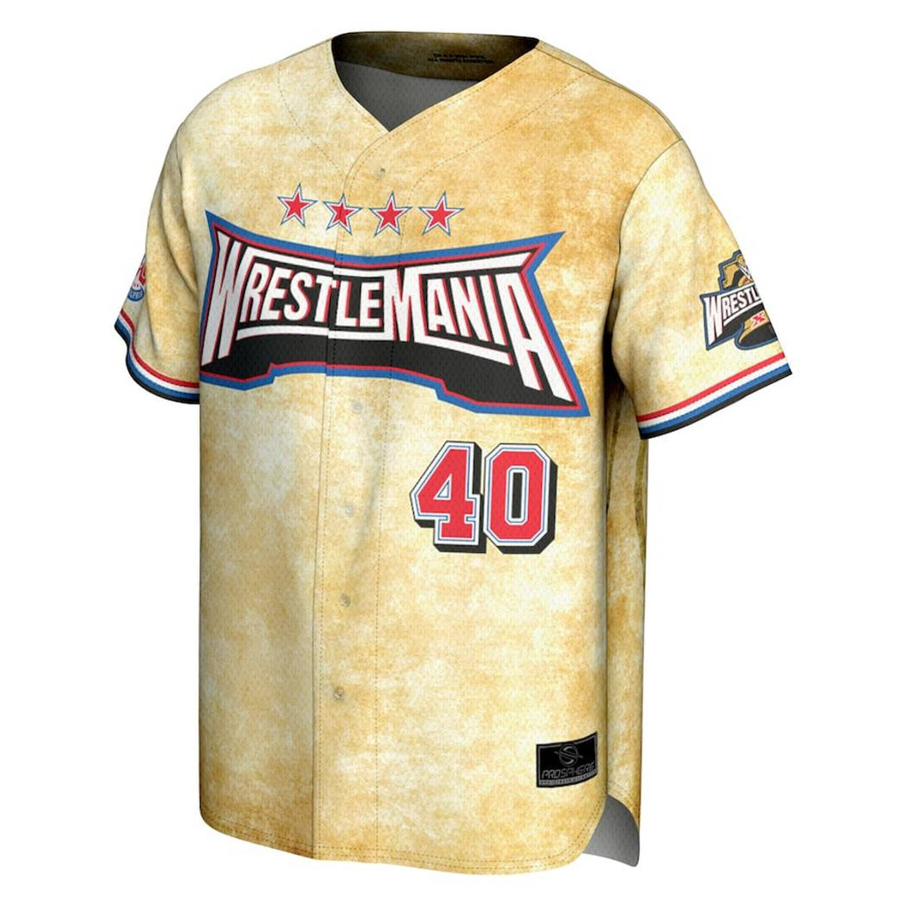 Wrestlemania 40 Prosphere Tan Baseball Jersey