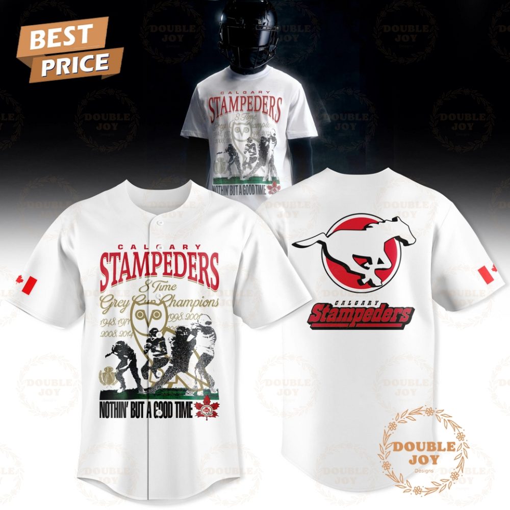 Calgary Stampeders 8 Times Grey Cup Champions Limited Edition Baseball Jersey - White