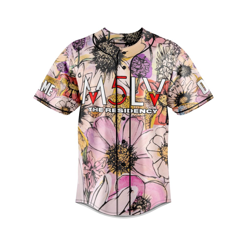 Vibrant Floral Baseball Jersey Shirt - Unique Music Fan Design, Perfect Gift!