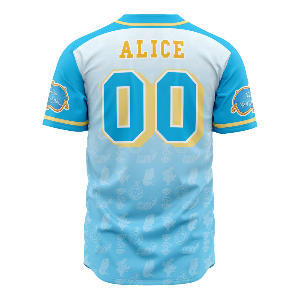 Wonderland Themed Baseball Jersey – Vibrant Blue &amp; Yellow Design For Fans