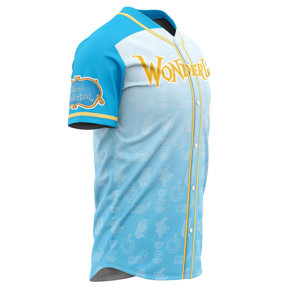 Wonderland Themed Baseball Jersey – Vibrant Blue &amp; Yellow Design For Fans