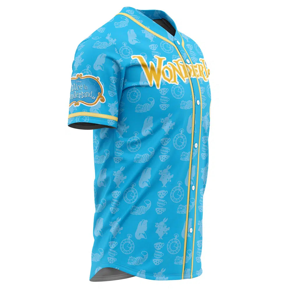 Wonderland Blue Baseball Jersey – Whimsical Design, Comfortable Fit, Perfect For Fans!