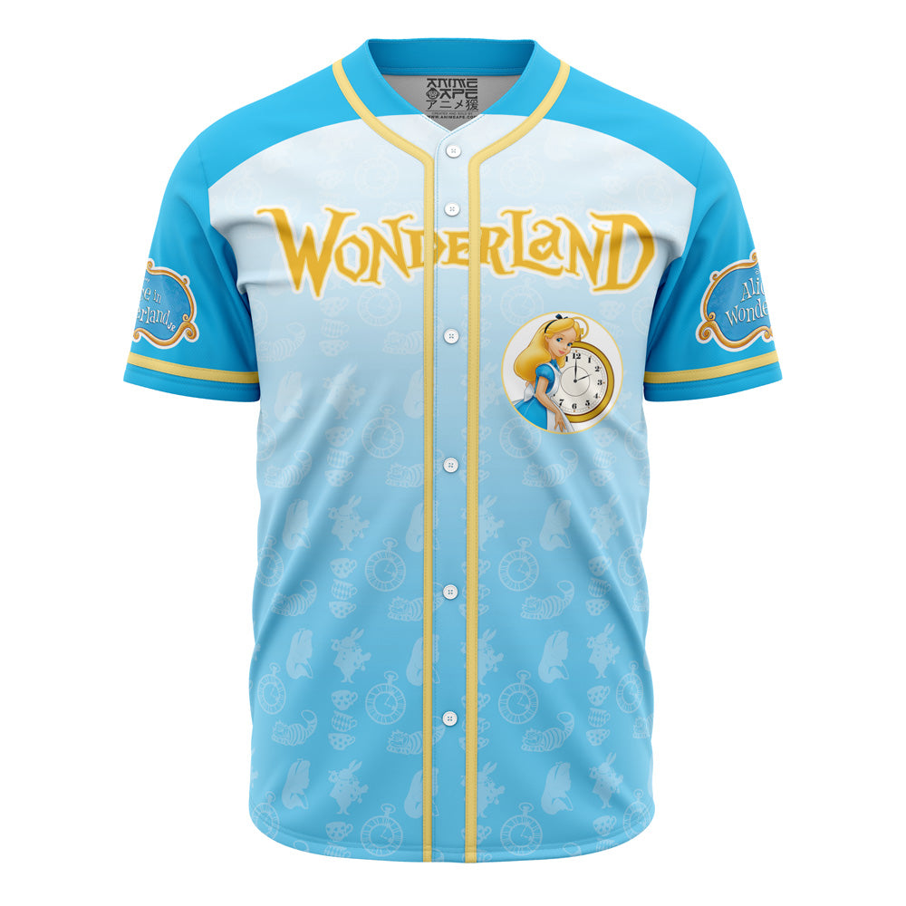 Wonderland Themed Baseball Jersey – Vibrant Blue &amp; Yellow Design For Fans