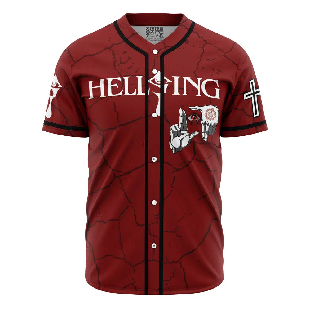Anime Hellsing Baseball Jersey - Stylish Red Graphic Tee For Fans