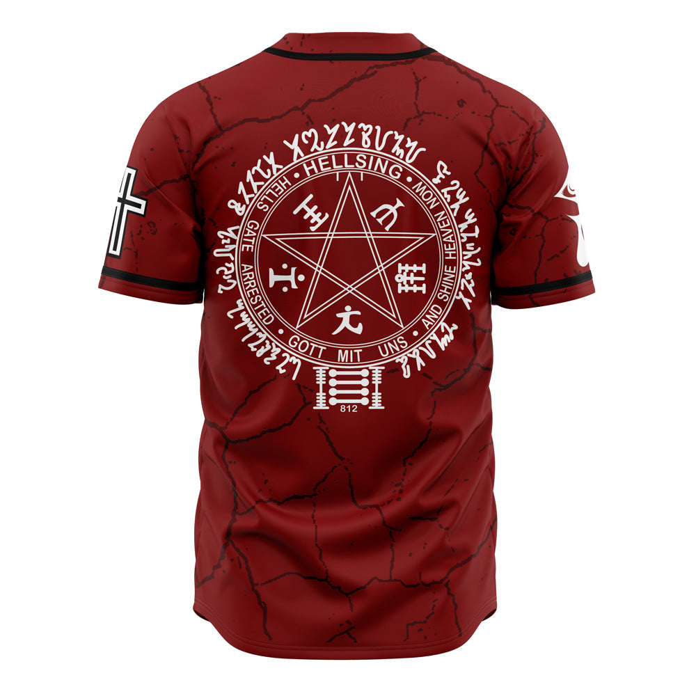 Anime Hellsing Baseball Jersey - Stylish Red Graphic Tee For Fans
