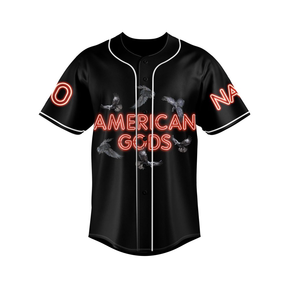 American Gods Baseball Jersey – Stylish Black Neon Design For Fans