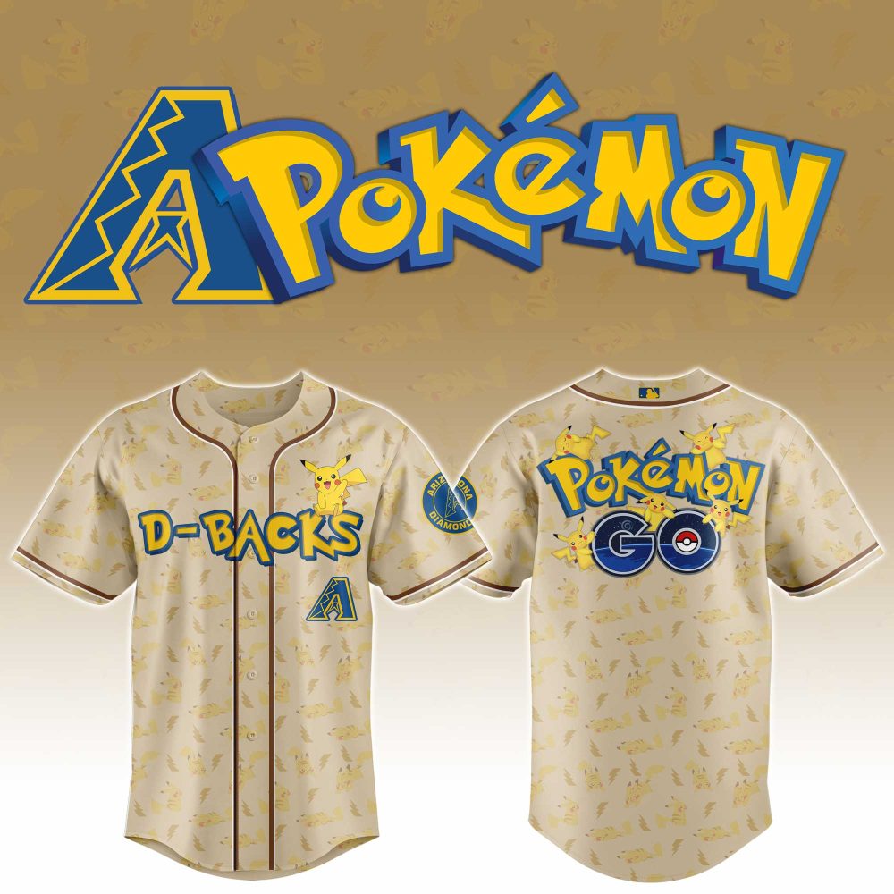 Limited Edition Pokémon Go D-Backs Baseball Jersey - Pikachu Design, Perfect For Fans!