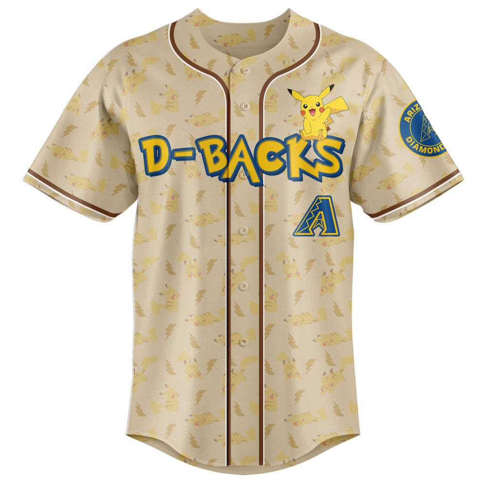 Limited Edition Pokémon Go D-Backs Baseball Jersey - Pikachu Design, Perfect For Fans!