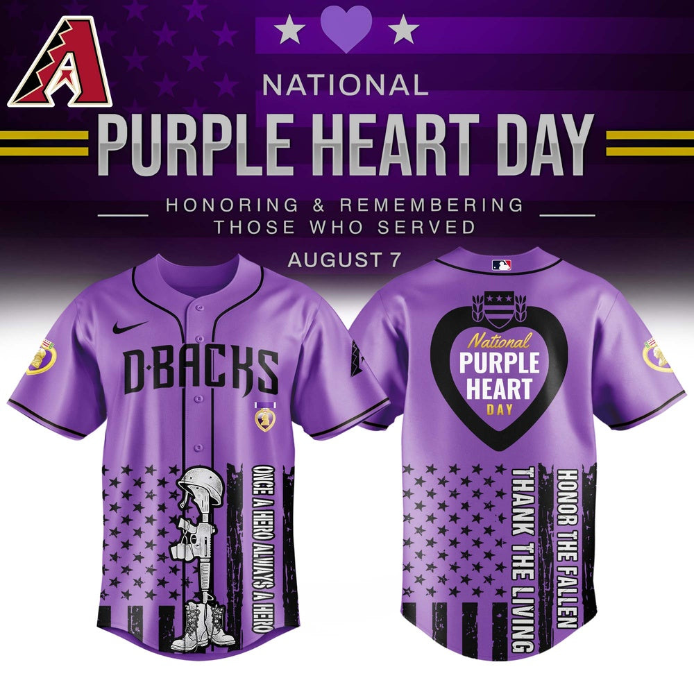 Limited Edition Purple Heart Day D-Backs Jersey – Honor &amp; Remember Heroes