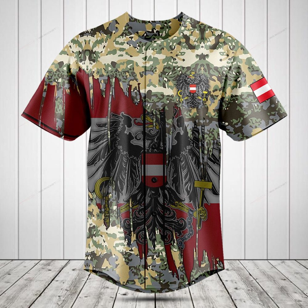 Men'S Camo Eagle Baseball Jersey - Bold Graphic Design, Comfortable Fit, Fashionable Sportswear