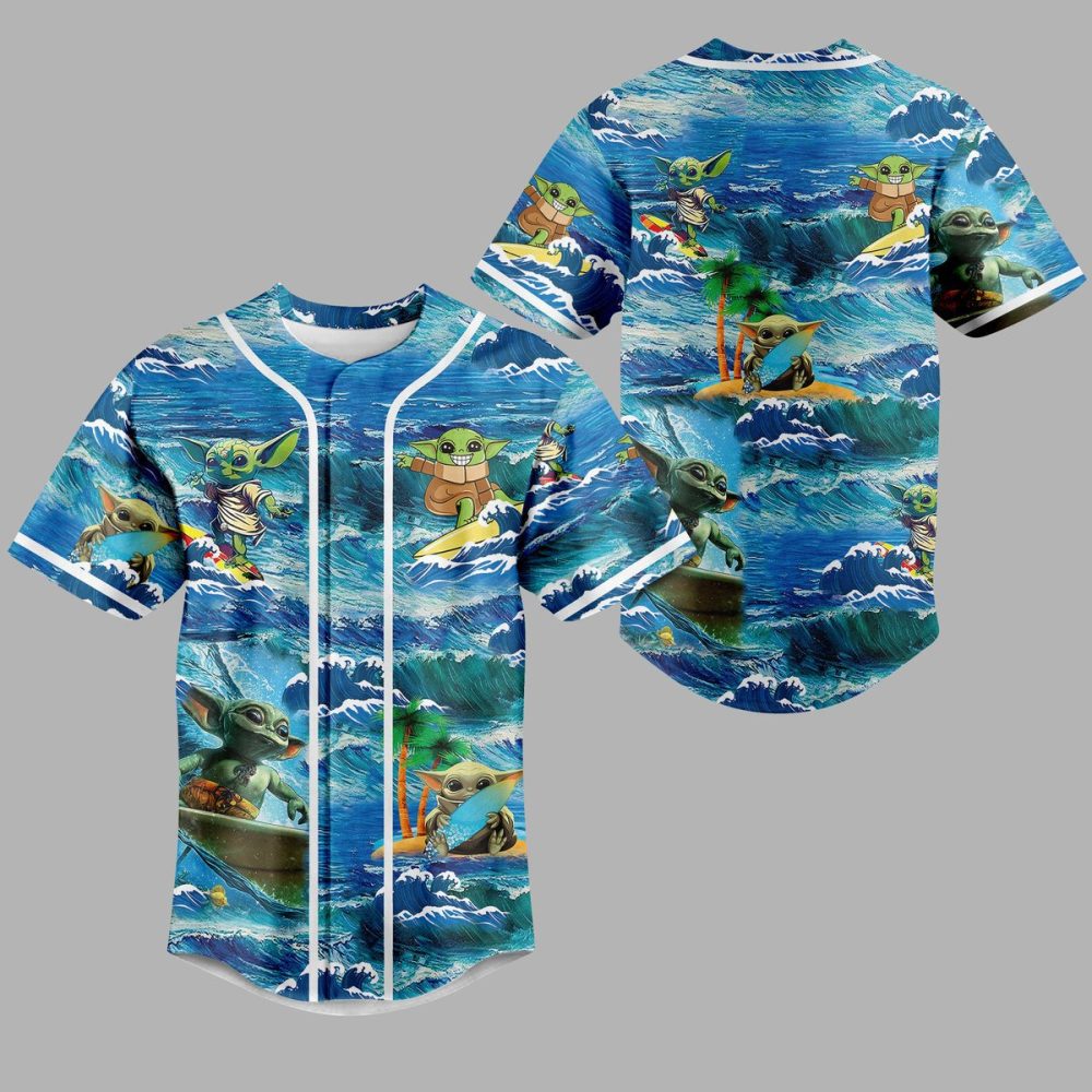 Wave Rider Baseball Jersey – Fun Cartoon Surf Design For Beach Lovers