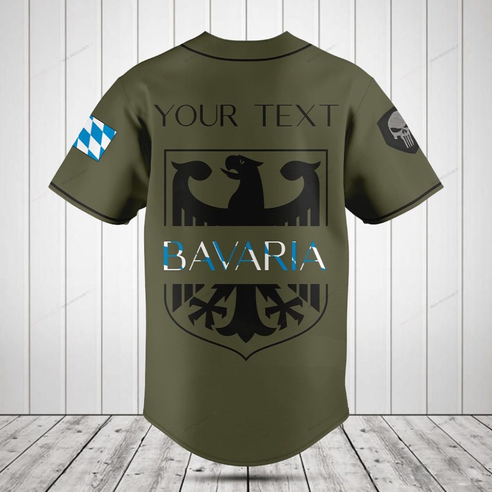 Men'S Bavaria Eagle Baseball Jersey - Stylish Olive Green Sports Shirt With Bavarian Crest