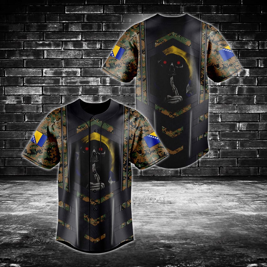 Skull Camo Baseball Jersey - Bold Graphic Design, Perfect For Edgy Styles
