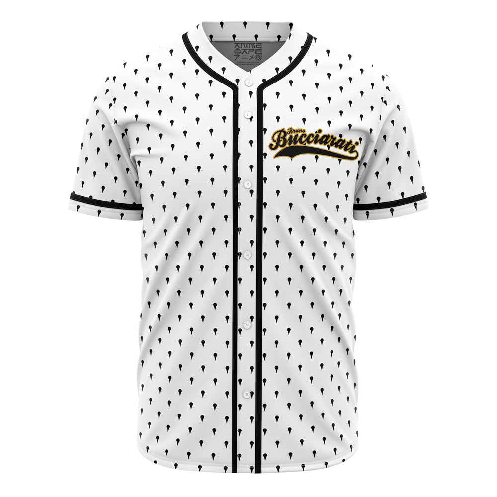 Stylish Bucciarati Baseball Jersey - White/Black Pattern, Comfortable Fit, Unisex Sportswear