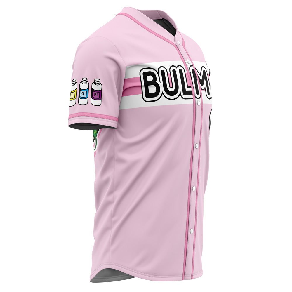 Anime-Inspired Pink Baseball Jersey With Capsule Corp Logo - Trendy Bulma Design