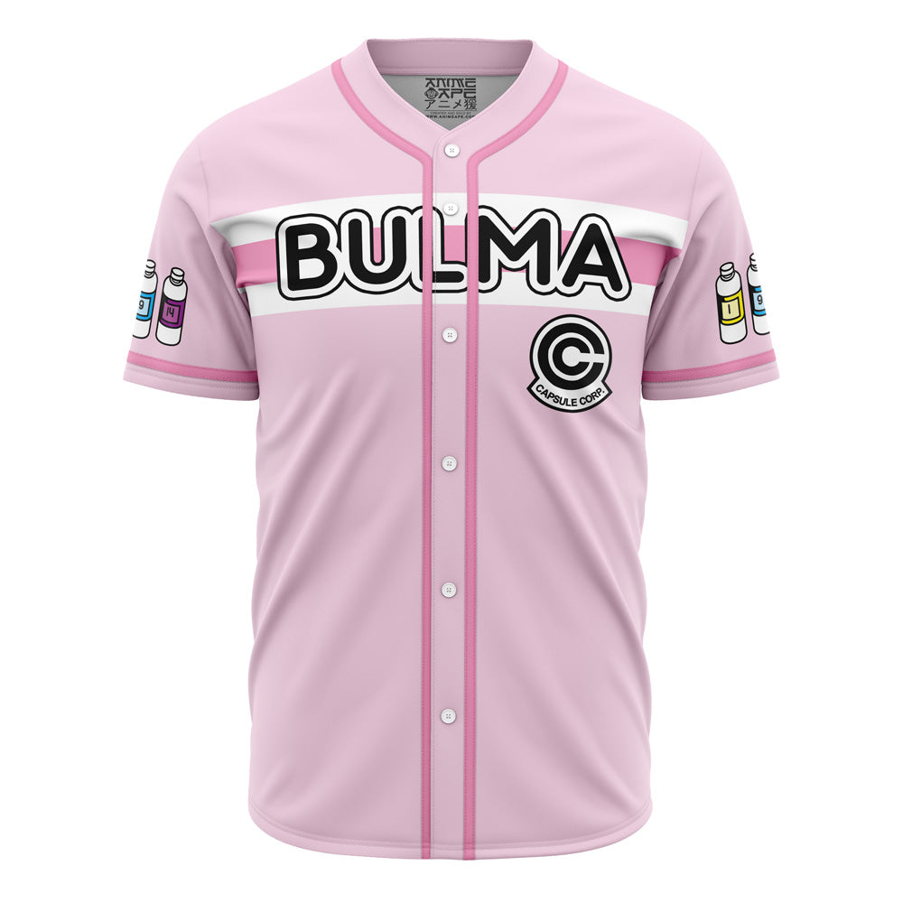 Anime-Inspired Pink Baseball Jersey With Capsule Corp Logo - Trendy Bulma Design