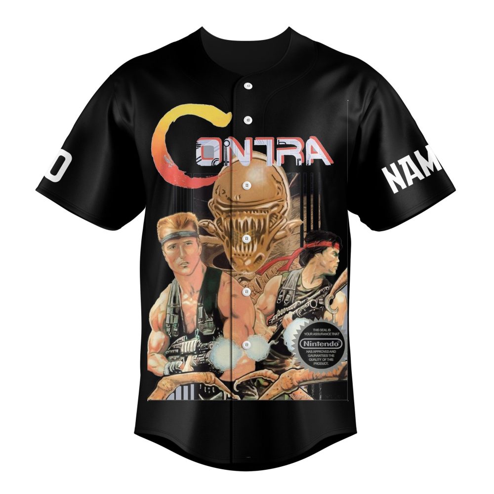 Retro Contra Baseball Jersey - Vintage Gamer Apparel For Classic Nes Fans