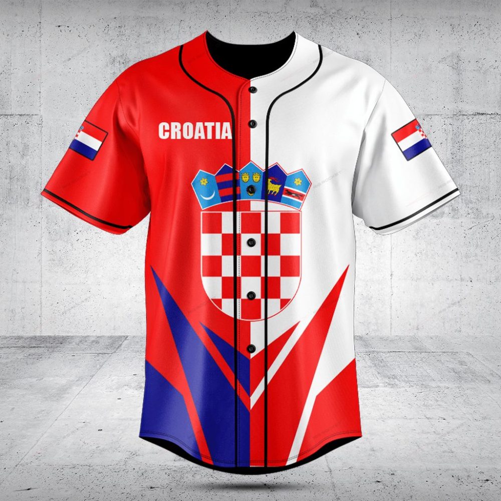 Croatia Flag Baseball Jersey - Stylish Fan Apparel For Sports Enthusiasts