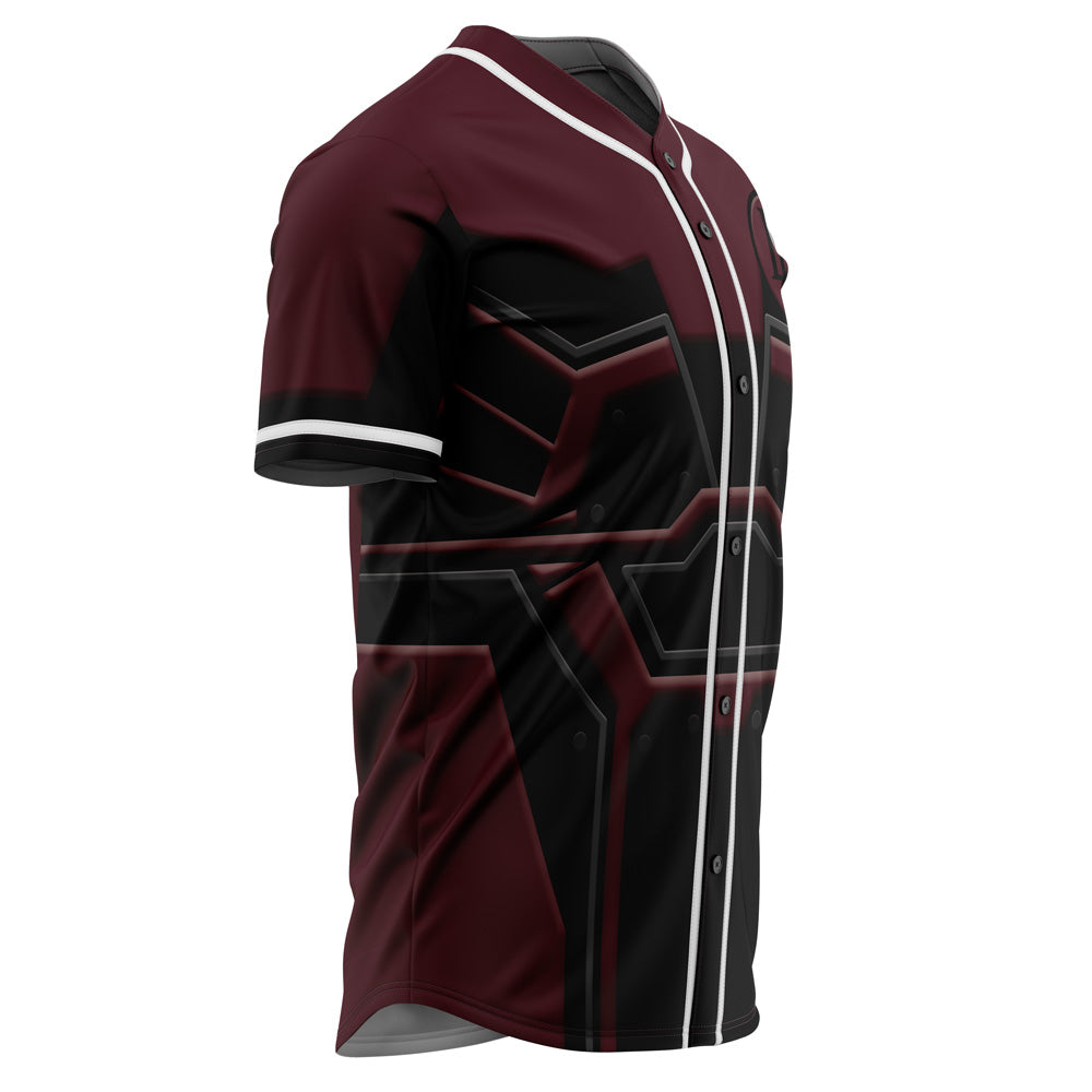 Stylish Maroon &amp; Black Graphic Baseball Jersey - Unisex Fashion Top, Perfect For Casual Wear