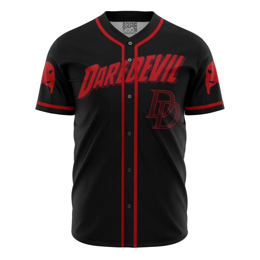 Bold Daredevil Baseball Jersey – Premium Black &amp; Red Fan Apparel