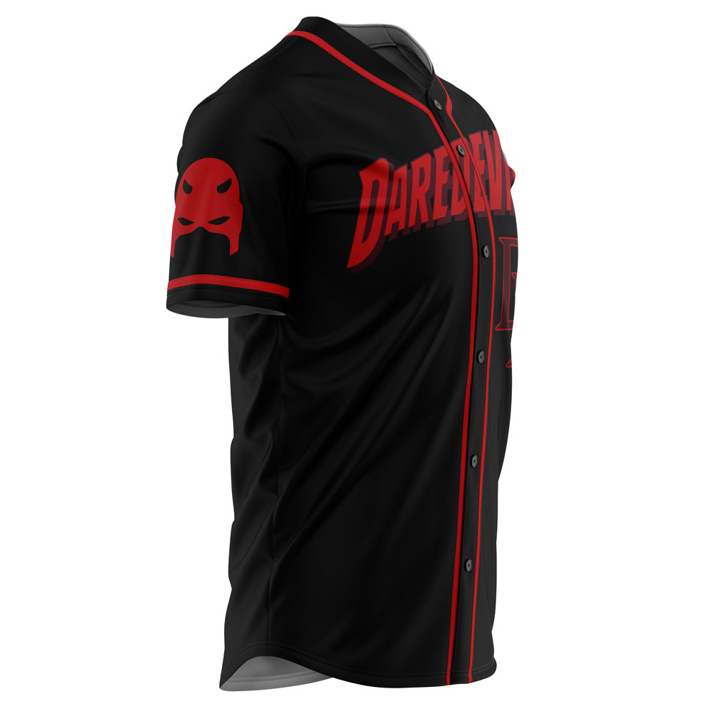 Bold Daredevil Baseball Jersey – Premium Black &amp; Red Fan Apparel
