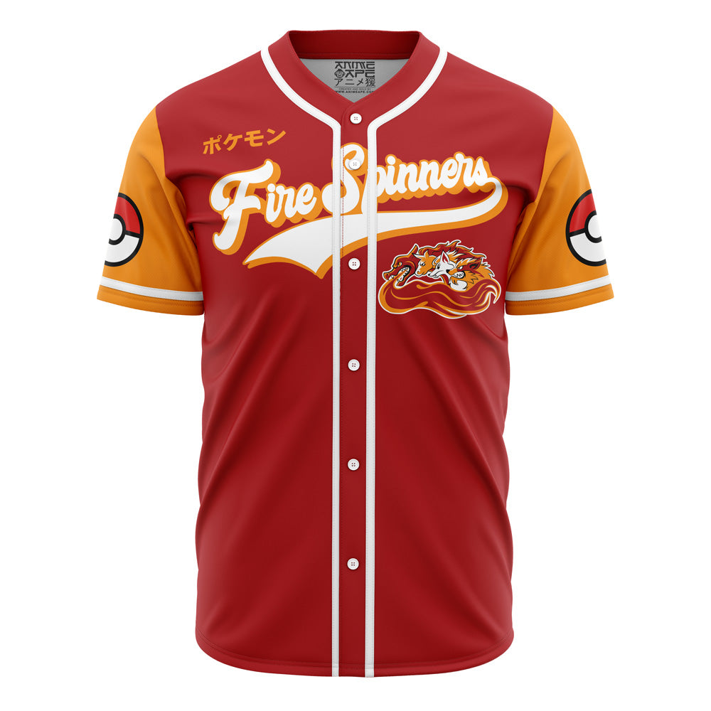 Fire Spinners Baseball Jersey - Bold Red &amp; Gold Design For Fans , Limited Edition