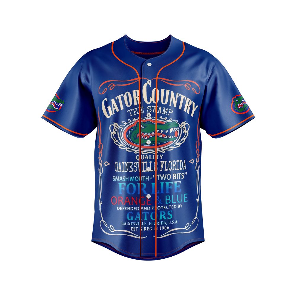 Florida Gators Baseball Jersey - Officially Licensed Swamp Design, Orange &amp; Blue, Unisex Sports Fan Apparel