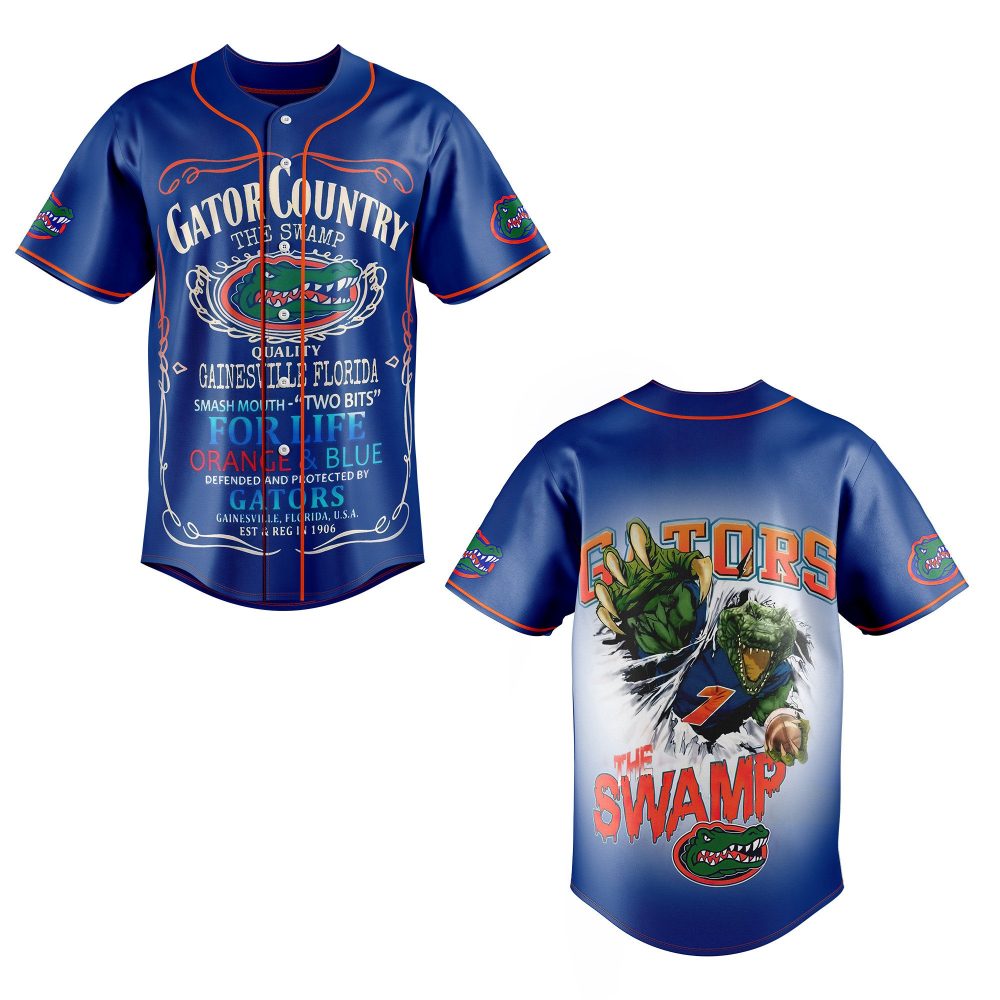 Florida Gators Baseball Jersey - Officially Licensed Swamp Design, Orange &amp; Blue, Unisex Sports Fan Apparel