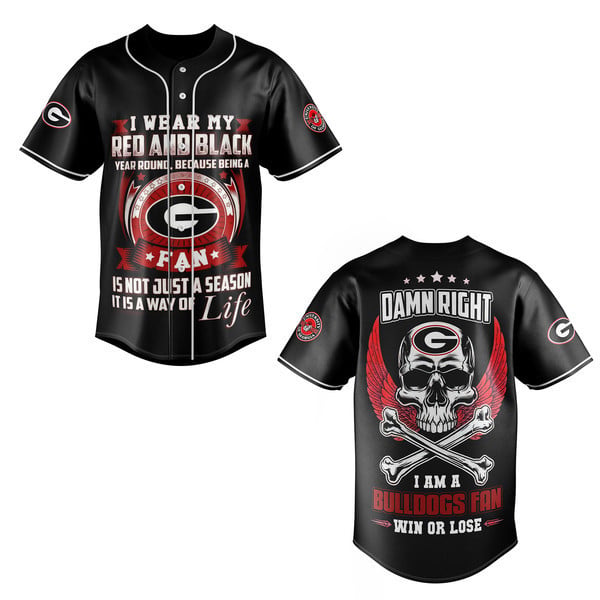 Bold Bulldogs Fan Jersey - Red &amp; Black Skull Design, Ultimate Game Day Apparel