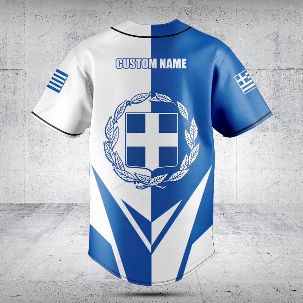 Greek Heritage Baseball Jersey – Stylish Blue &amp; White Flag Design