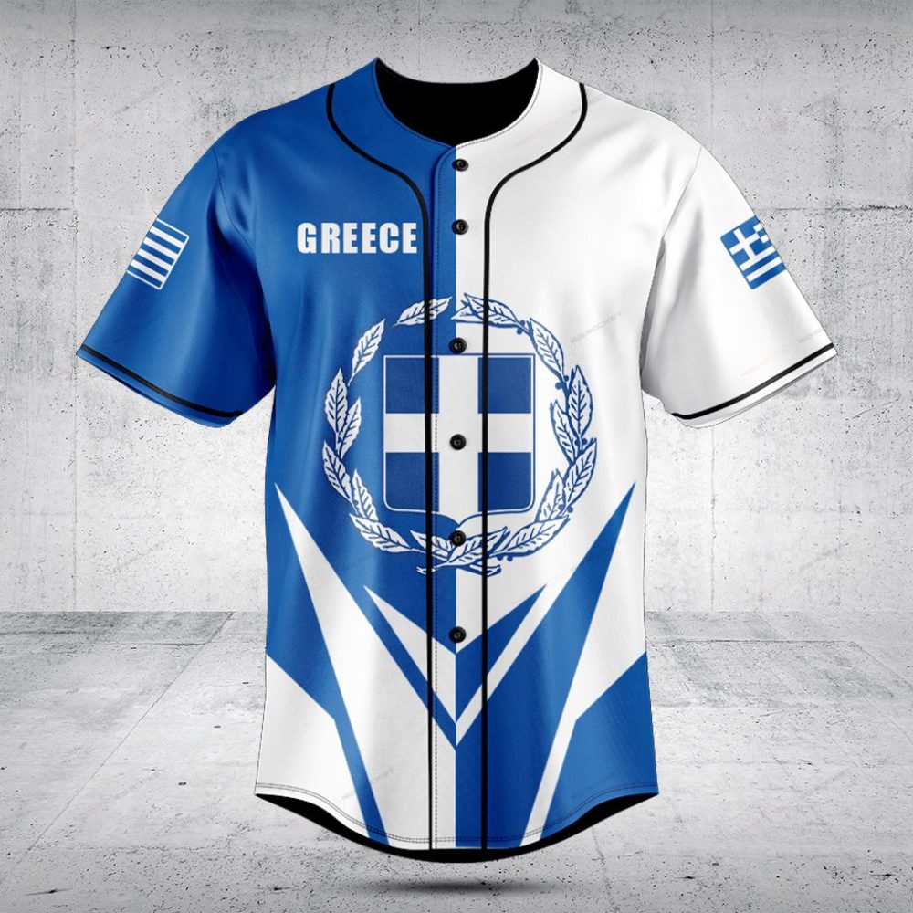 Greek Heritage Baseball Jersey – Stylish Blue &amp; White Flag Design