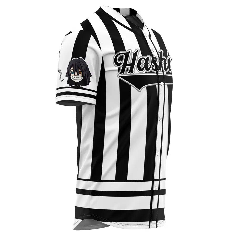 Anime-Inspired Black &amp; White Striped Baseball Jersey - Stylish &amp; Unique Design