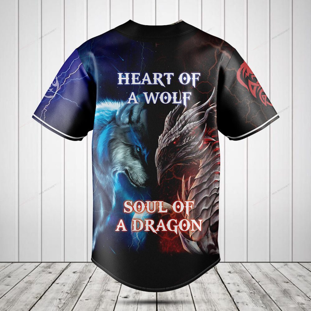 Epic Wolf &amp; Dragon Baseball Jersey – Unleash Your Inner Beast With Unique Design