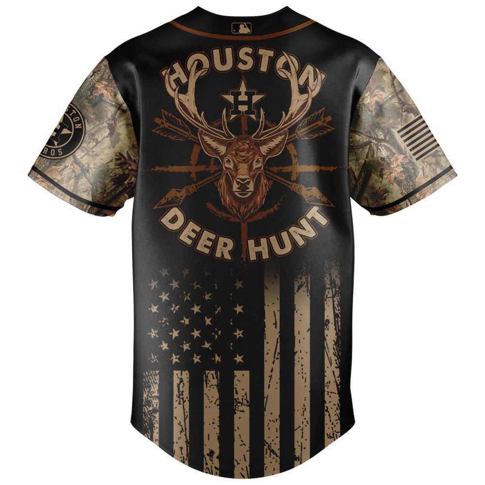 Houston Deer Hunt Camo Baseball Jersey - Limited Edition Hunting Apparel