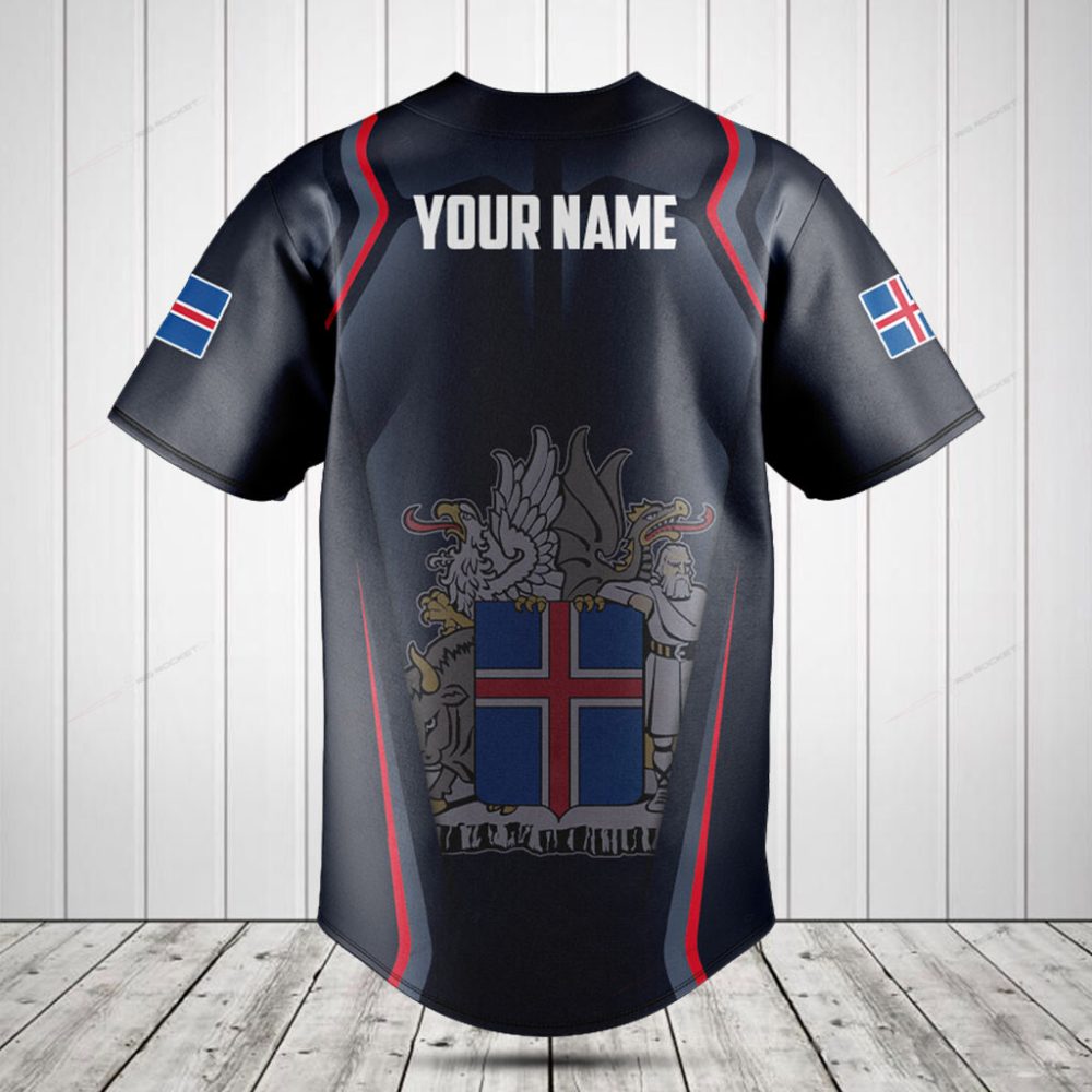 Iceland Flag &amp; Crest Baseball Jersey - Stylish Sportswear For Pride &amp; Comfort