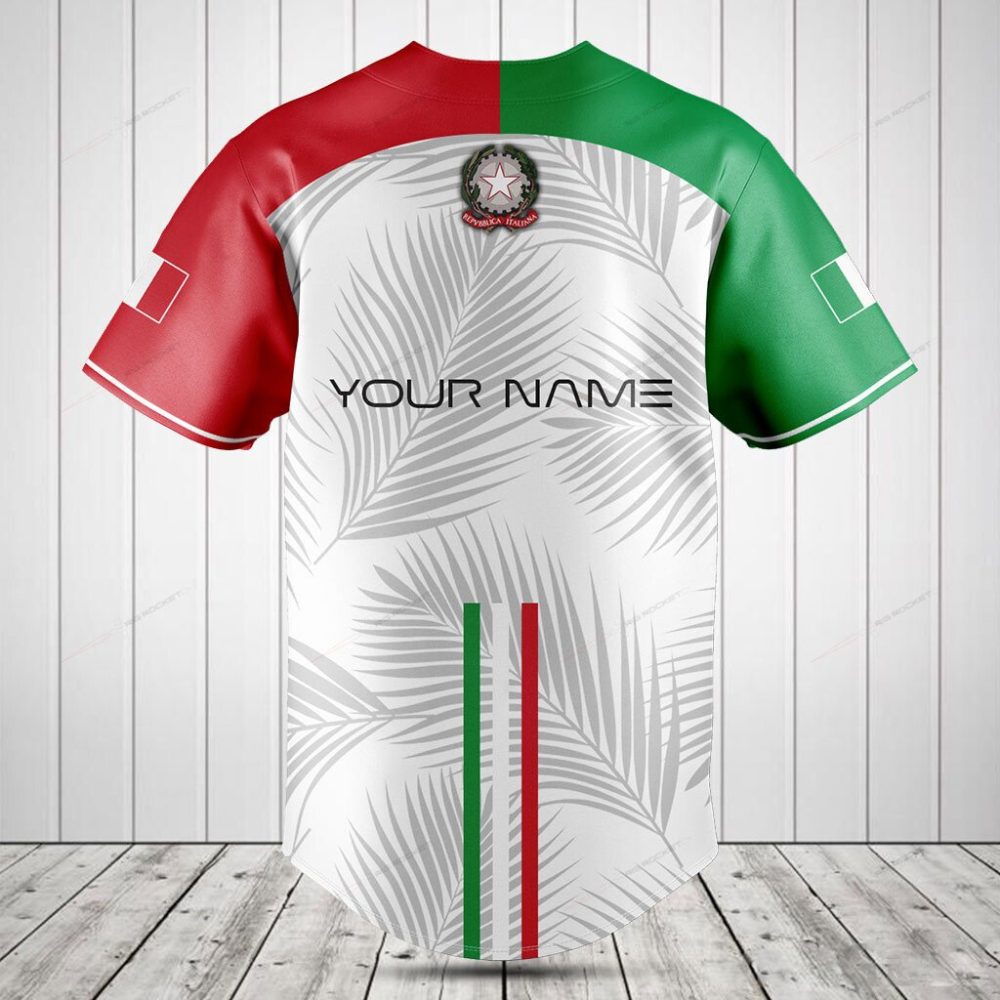 Stylish Italian Baseball Jersey - Green, White &amp; Red Palm Design - Unisex Sportswear