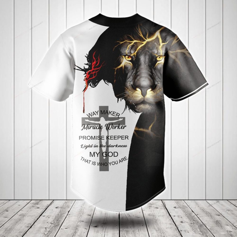 Bold Lion &amp; Faith Graphic Baseball Jersey - Unique Christian Apparel