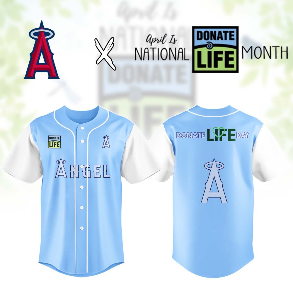 Angel Baseball Jersey - Limited Edition Donate Life Design For National Month - Support &amp; Wear Blue